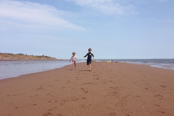 On the beach, sun loungers, beach towels