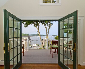 Glorious deck area overlooking Camden Harbor.