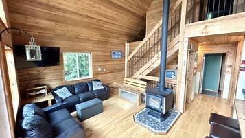 Smart TV, DVD player, video library, stereo