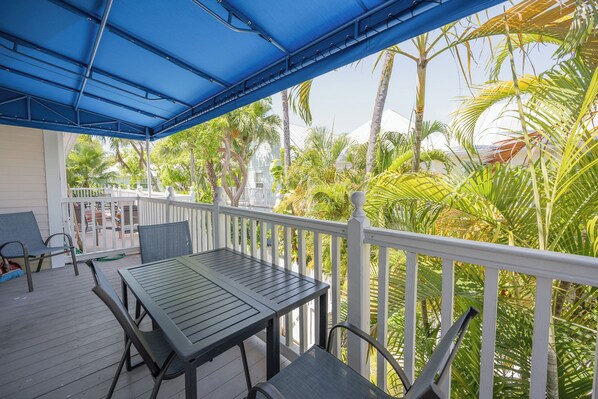 Outdoor dining - Craig & Cindy Key West Truman Annex Shipyard Condo w/ balcony at Mile Marker 0! (Key West)