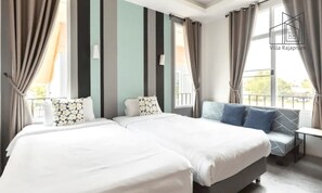 6 chambres, coffres-forts dans les chambres, fer et planche à repasser