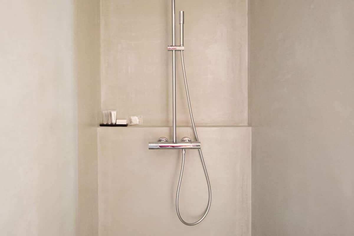 exclusive double room (room 12) | bathroom | shower, rainfall showerhead, free toiletries, hair dryer