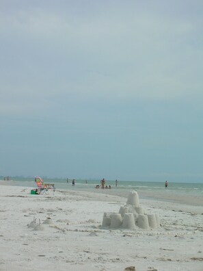 On the beach, beach umbrellas