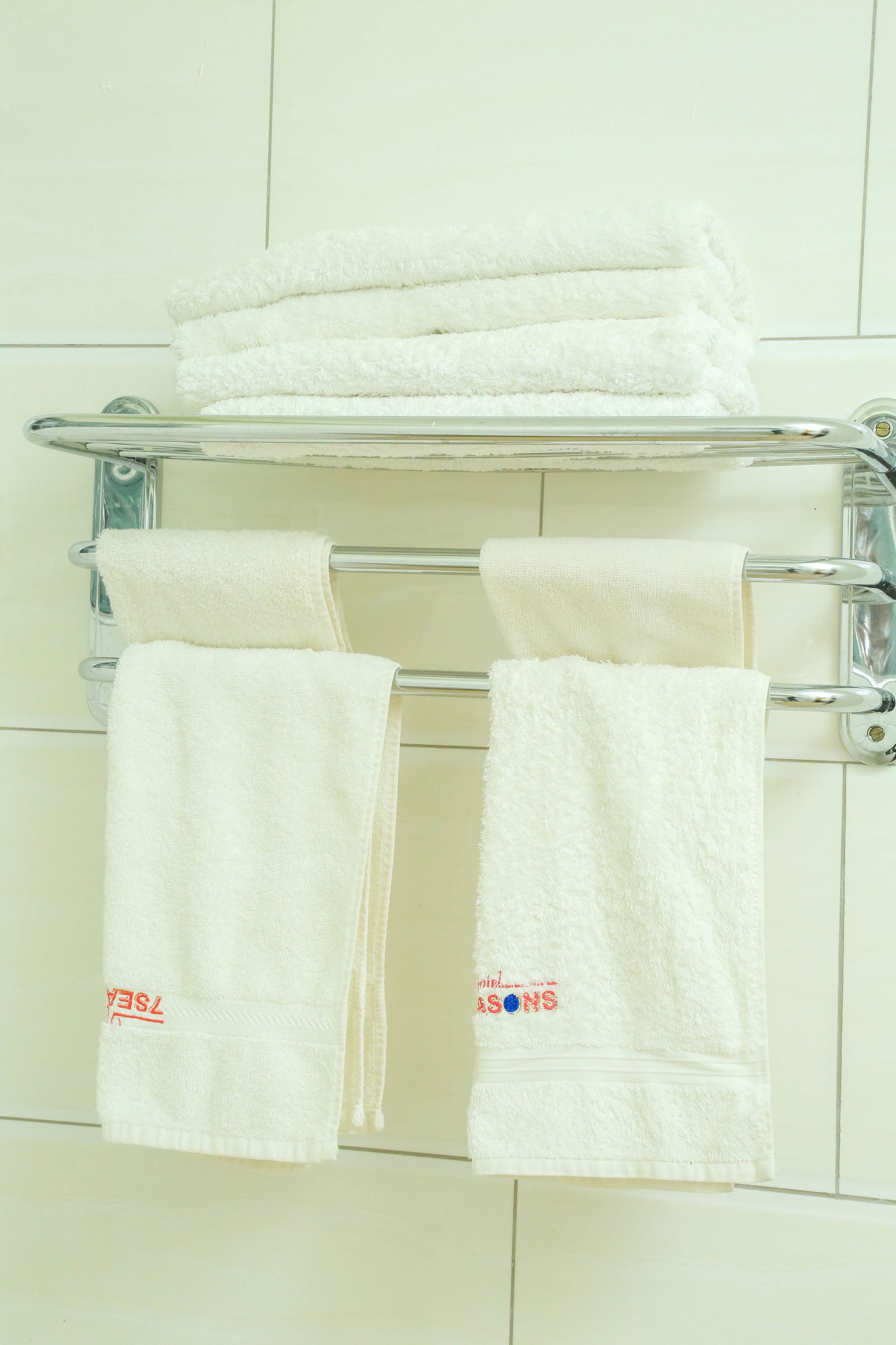deep-soaking bathtub, free toiletries, slippers, towels