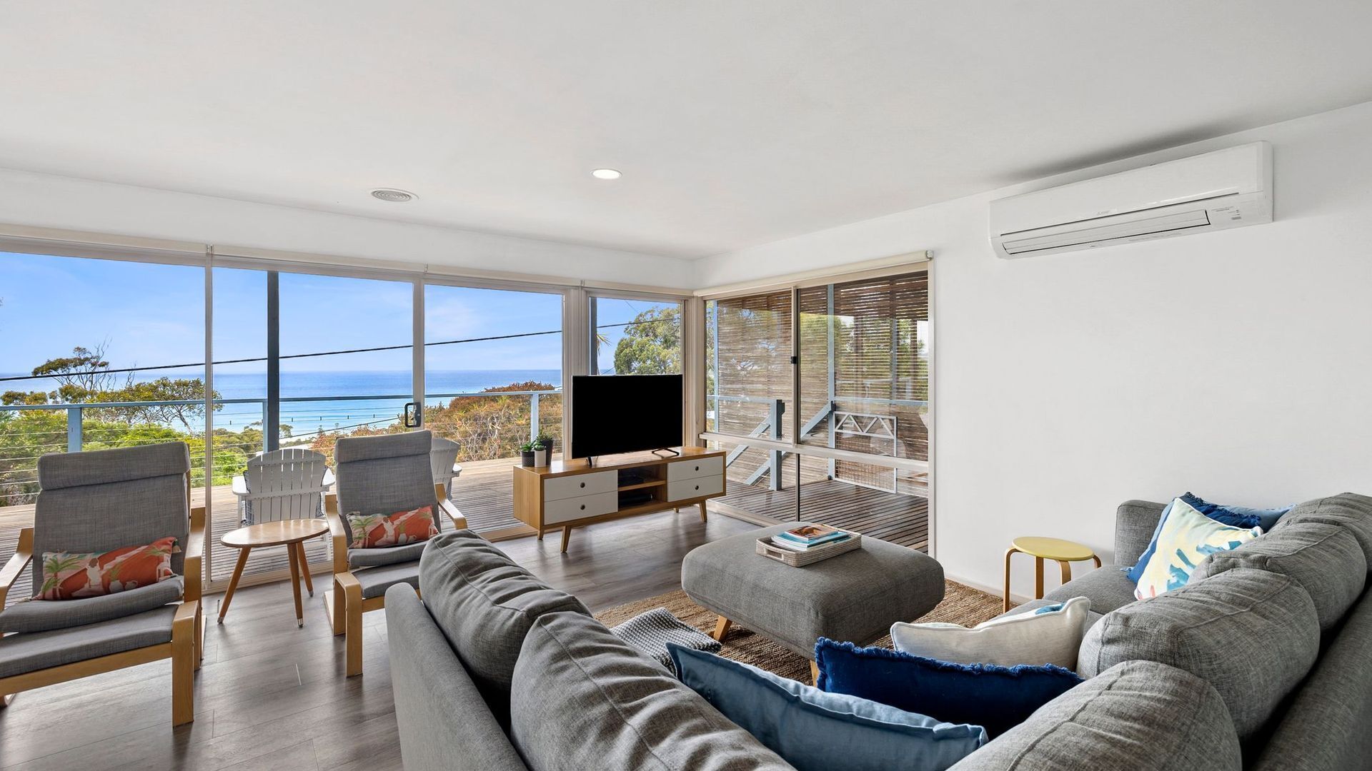 TV, fireplace, DVD player, books