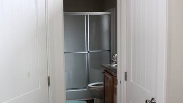 Hair dryer, towels, toilet paper