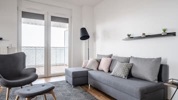 Exclusive apartman, kilátással a folyóra | Nappalirész | Síkképernyős tévé