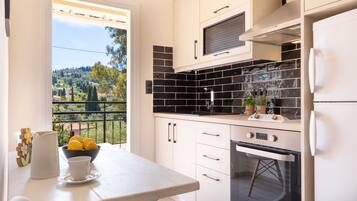 Apartment, 2 Bedrooms | Private kitchen | Fridge, stovetop, coffee/tea maker, electric kettle