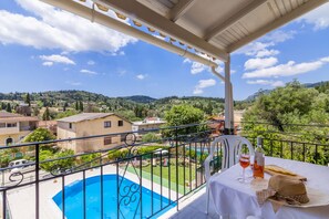 Studio, Pool View | View from room - Ipsos Pool Apartments, Elena & Maria by Konnect (Corfu)