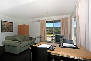 TV, DVD player, books, video library