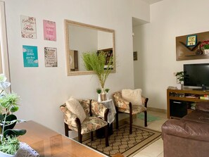 TV, DVD player, stereo