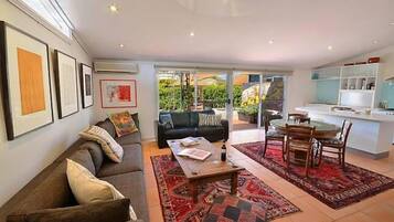 TV, DVD player, books