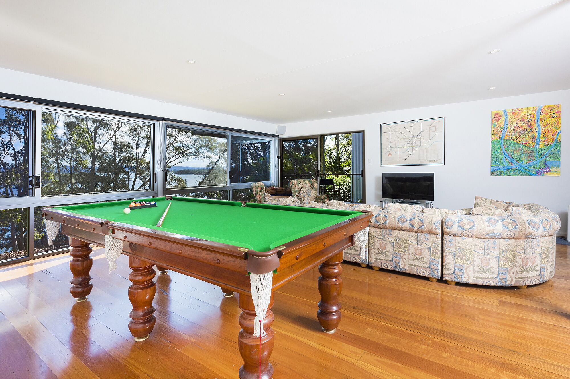 Snooker table in the downstairs’ area.