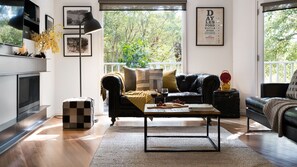 TV, fireplace, DVD player, stereo