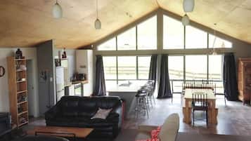 Fireplace, DVD player, ping pong, books