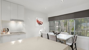 Fridge, microwave, oven, dishwasher