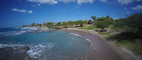 På stranden och strandhanddukar