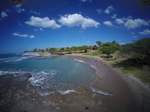 On the beach, beach towels