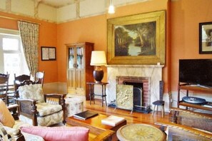 TV, fireplace, DVD player, books