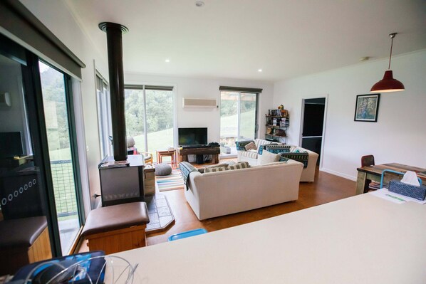 Smart TV, chimenea, reproductor de DVD y tenis de mesa 