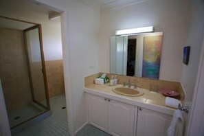 Baignoire, sĂšche-cheveux, serviettes fournies, savon