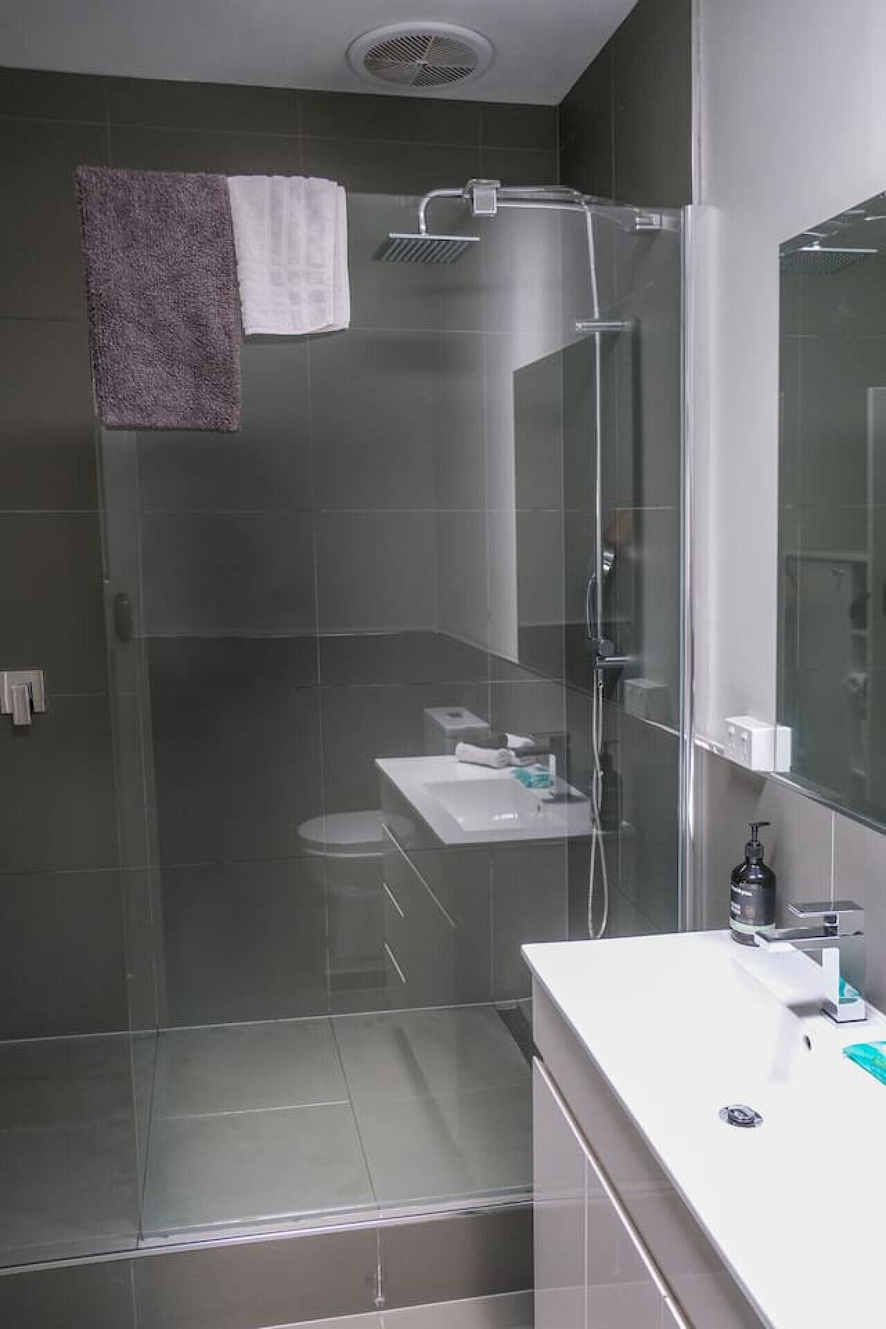 Sèche-cheveux, serviettes fournies, savon, shampoing