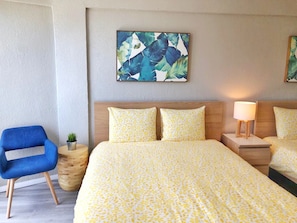 Superior Studio, 2 Queen Beds, Kitchen, Ocean View | Individually decorated, individually furnished, desk, iron/ironing board - Daytona Inn Studios (Daytona Beach)