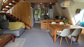 TV connectée, cheminée, livres, médiathÚque