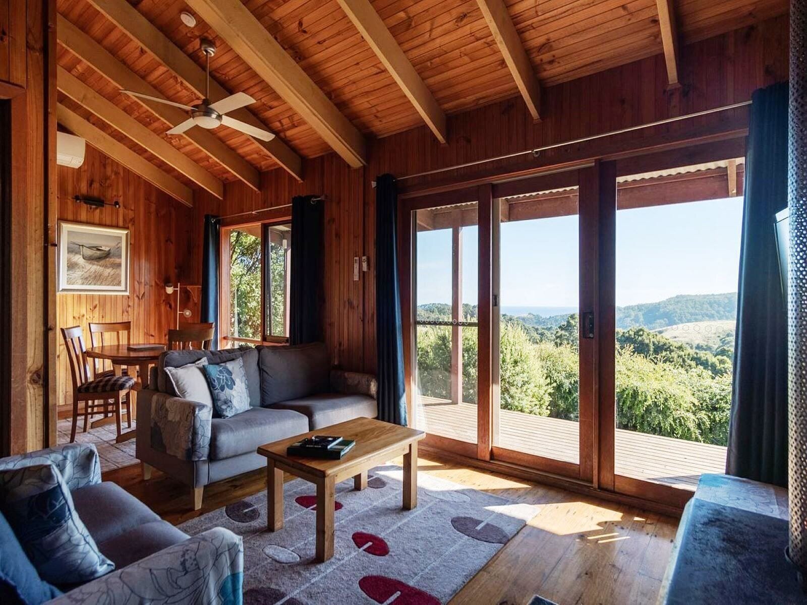 Télévision, cheminée, lecteur de DVD, espaces bureaux