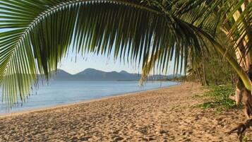 On the beach, beach towels