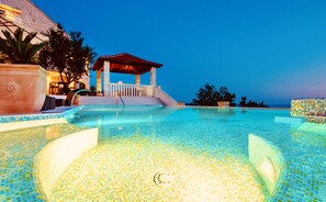 An infinity pool, a heated pool