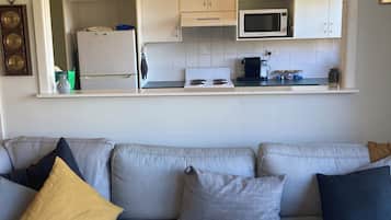 LCD-tv, pejs, dvd-afspiller, bøger