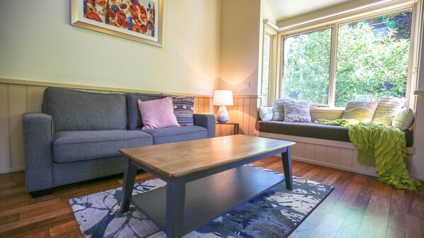 Smart TV, DVD player, video library, stereo
