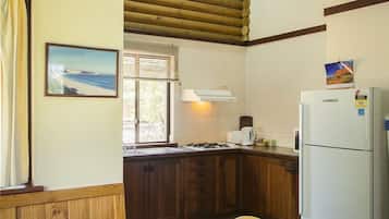 Fridge, microwave, stovetop, electric kettle