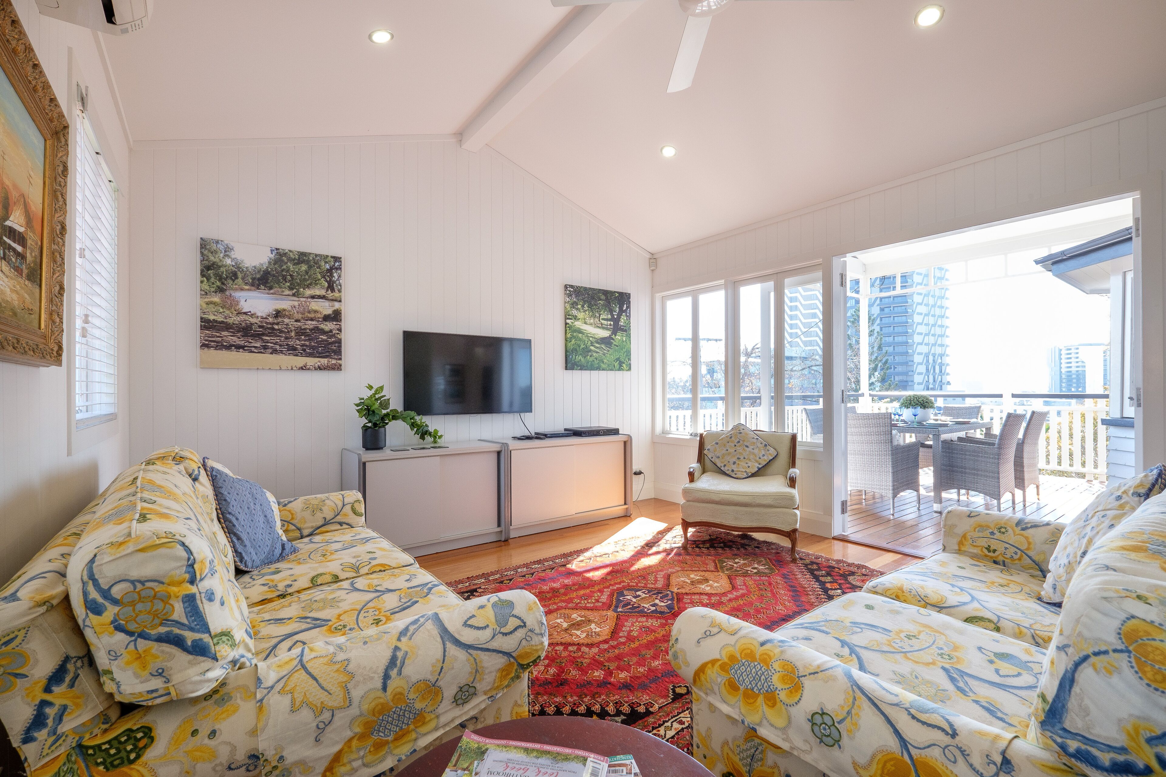 TV, DVD player, ping pong, books