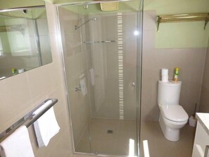 Dusche, Haartrockner, Handtücher