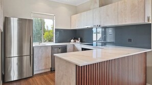 Fridge, microwave, oven, dishwasher