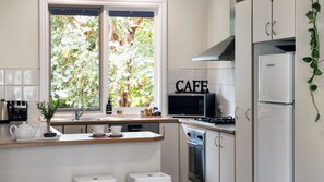 Fridge, microwave, dishwasher, coffee/tea maker