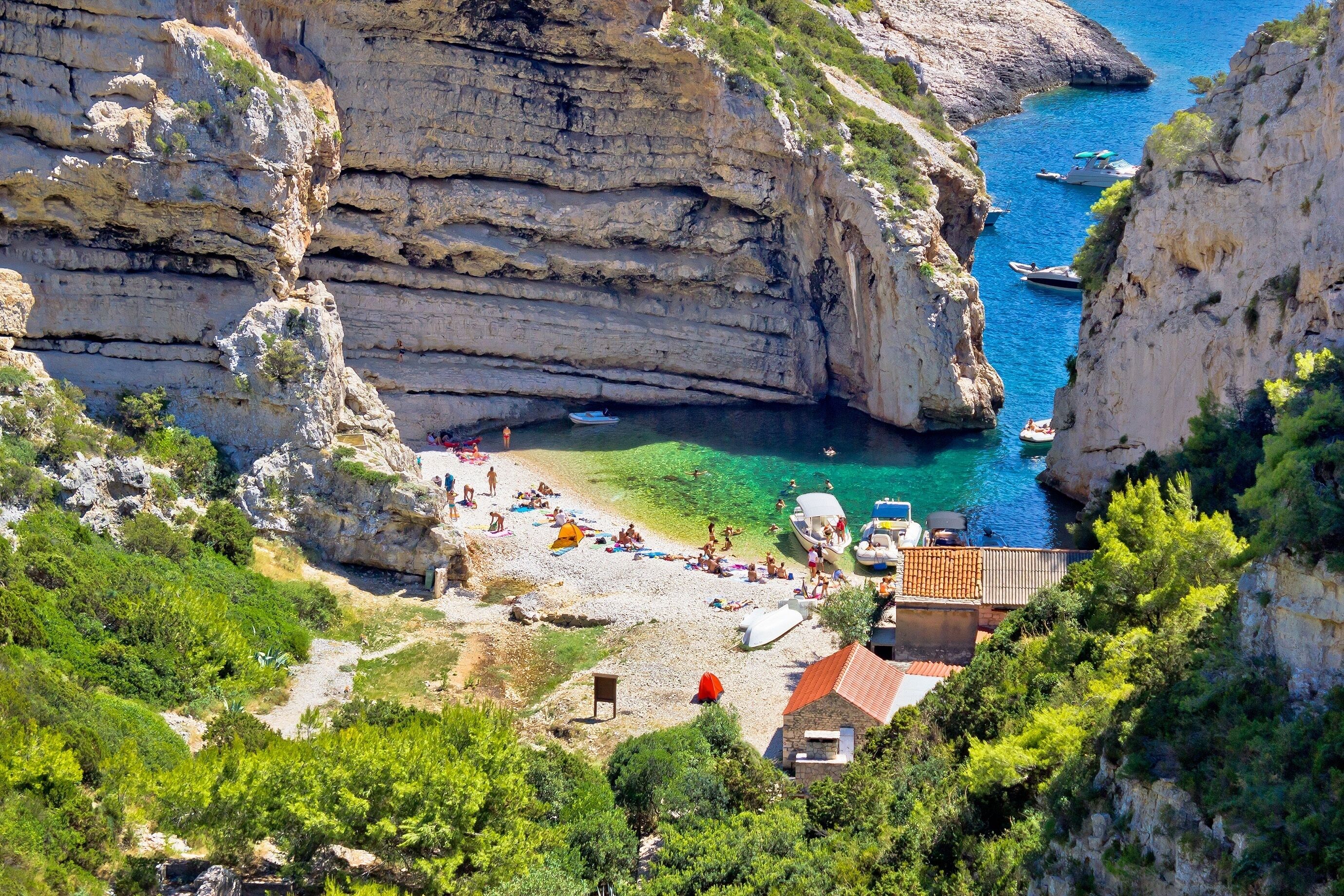 Stiniva Beach - ask us for boat rentals or lovely boat trips from our villa