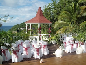 Wedding ceremony set up at Villa Capri St .Lucia 