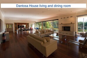 Smart TV, fireplace, DVD player, books