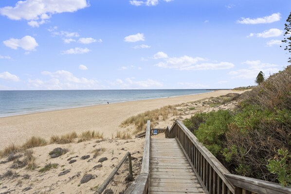 Chaises longues, serviettes de plage
