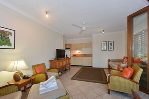 Living area - Seascape Holiday Apartments at Hibiscus Resort Two Bedroom (Douglas)