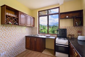 Fridge, oven, cookware/dishes/utensils, freezer