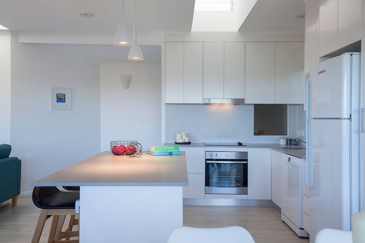 Fridge, microwave, oven, dishwasher