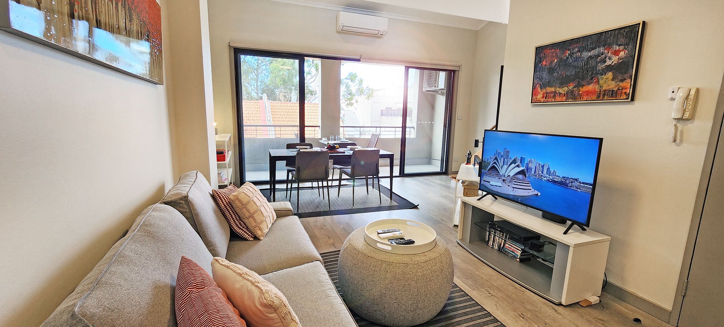 Smart TV, DVD player, books, stereo