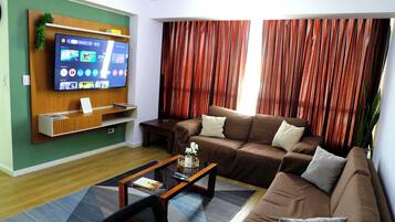 Smart TV, DVD player, books