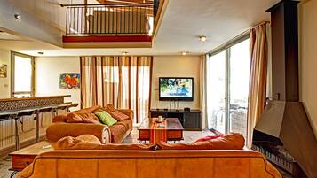 Villa, 3 Bedrooms, Private Pool | Living room | TV, fireplace, DVD player, ping pong