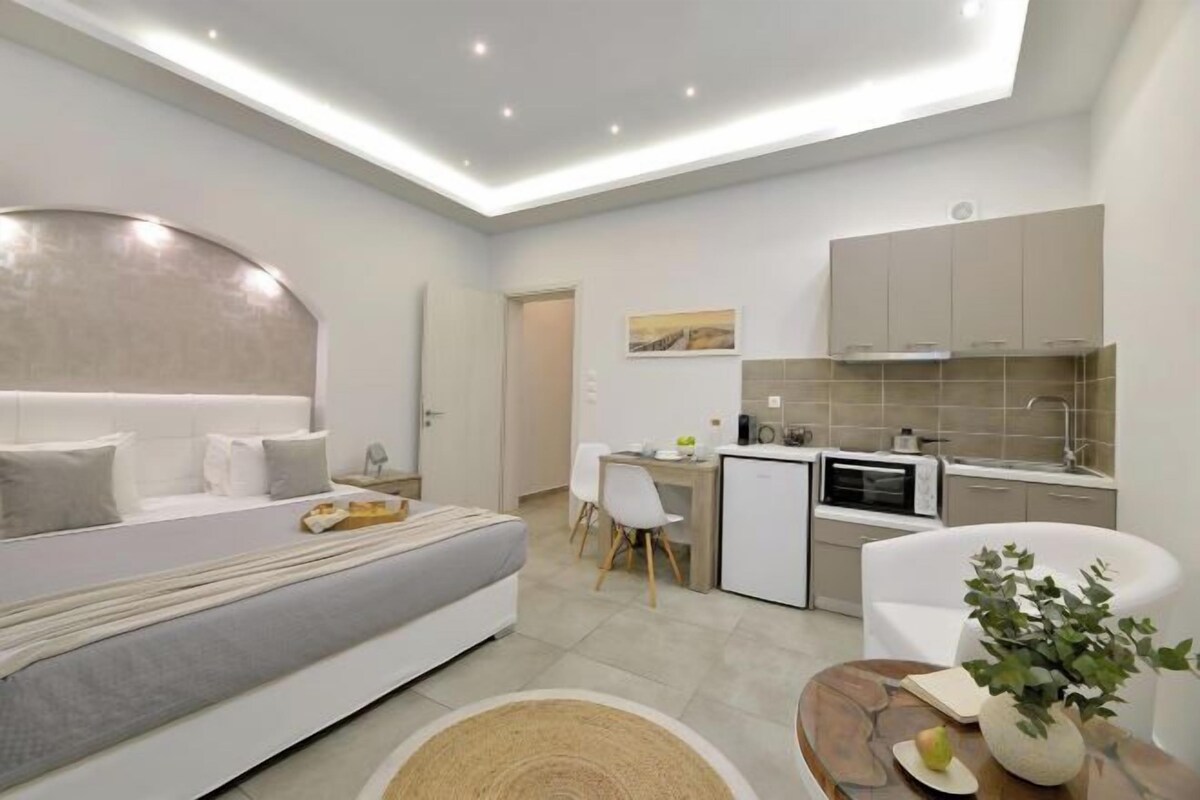 Premium bedding, down comforters, laptop workspace, blackout drapes
