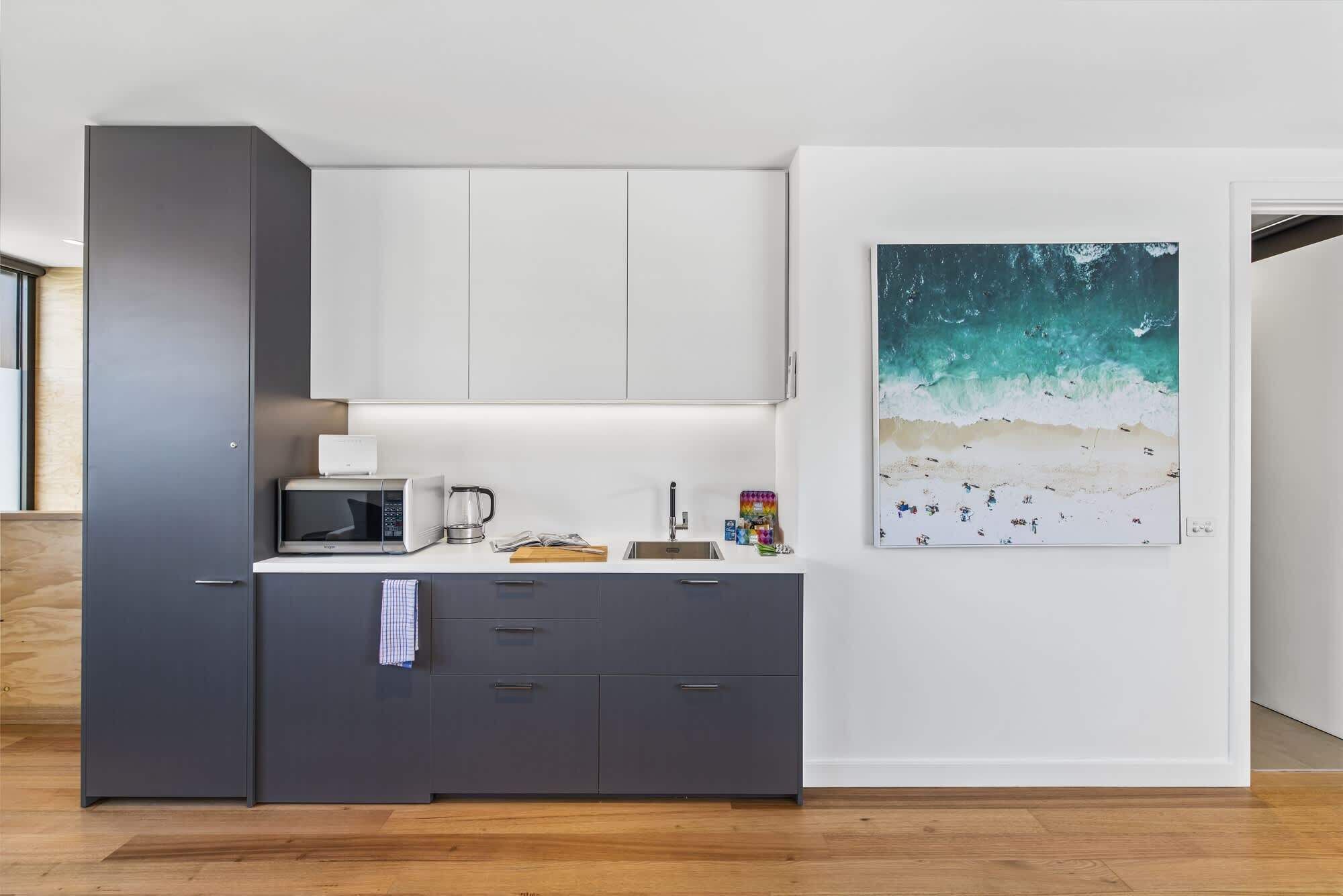 Fridge, microwave, dishwasher, electric kettle